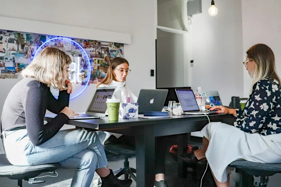 Team collaborating in an office